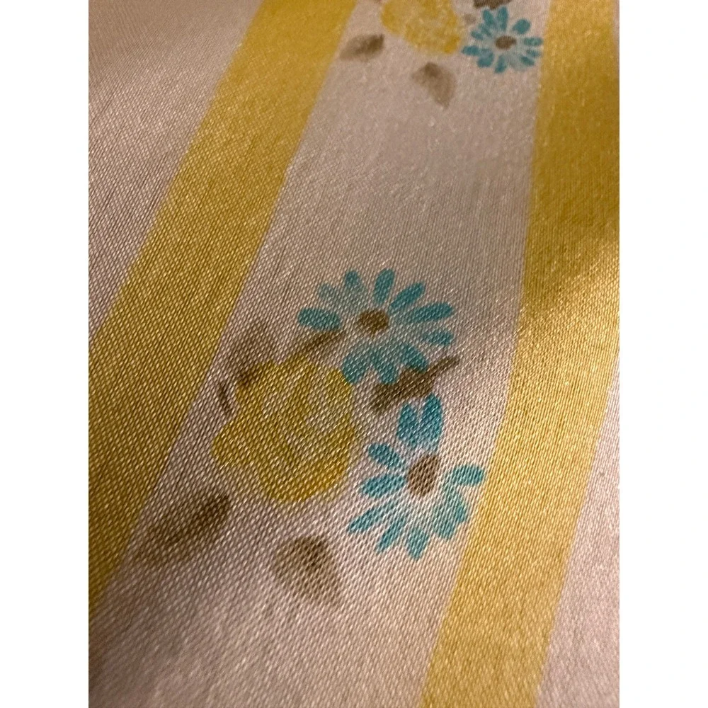 Vintage Floral Satin Scarf‎ Lot of 2 – Pastel Purple & Yellow Spring Easter